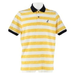Australian Freizeit-Polo Piquet Stripe Weiss/gelb Herren