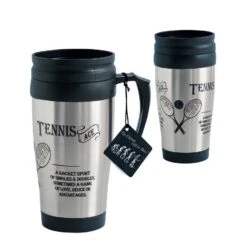 Arora Reisebecher TENNIS Stahl 400ml Silber/schwarz