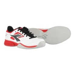 Diadora S. Challenge 2 Carpet Weiss/rot Indoor-Tennisschuhe Kinder