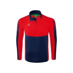 Erima Sport-Langarmshirt Six Wings Trainingstop (100% Polyester, Stehkragen, 1/2 Zip) Navyblau/rot Jungen