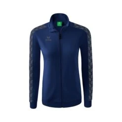 Erima Sportjacke Essential Team Tracktop - Bequem, Rippbündchen, Seitentaschen - Navyblau/grau Damen