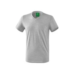 Erima Sport-Tshirt Basic Style (100% Baumwolle, V-Ausschnitt) Grau Herren