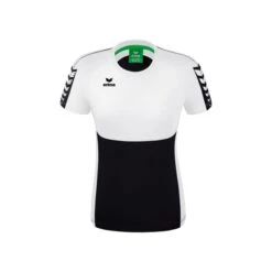 Erima Sport-Shirt Six Wings (100% Polyester, Taillierter Schnitt, Schnelltrocknend) Schwarz/weiss Damen