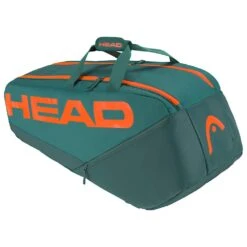 Head Tennis-Racketbag Pro Racquet Bag L (Schlägertasche, 2 Hauptfächer) 2023 Cyangrün/orange 9er