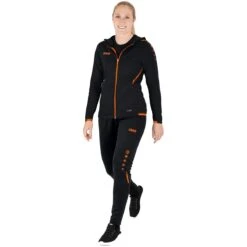 JAKO Trainingsanzug Challenge Mit Kapuze (Jacke Und Hose) Schwarz/orange Damen