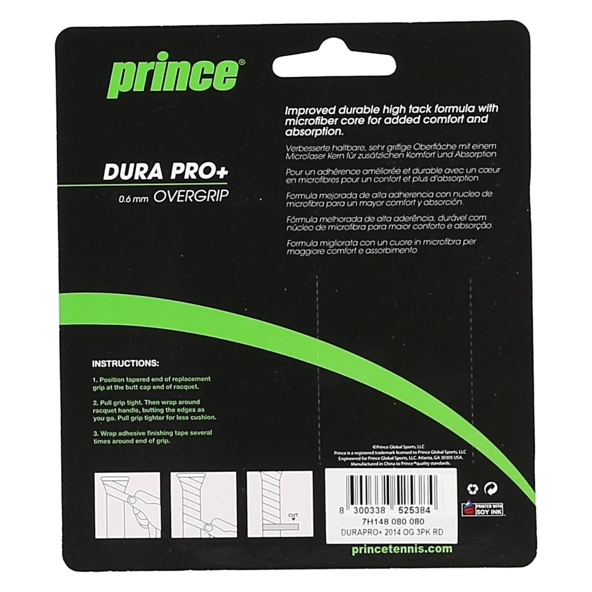 Prince Overgrip Dura Pro+ 0.6mm Rot 3er 2 Prince Overgrip Dura Pro+ 0.6mm Rot 3er – Bild 2