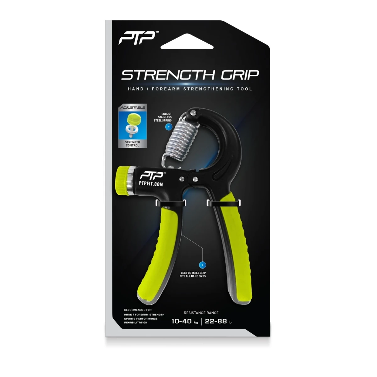 PTP Hand- Und Armtrainer (Strenght Grip) 10-40kg Schwarz/lime 1 PTP Hand- Und Armtrainer (Strenght Grip) 10-40kg Schwarz/lime
