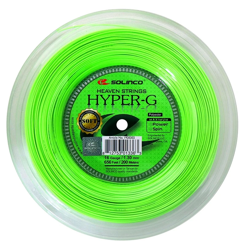Solinco Tennissaite Hyper G SOFT (Haltbarkeit+Touch) Grün 200m Rolle 1 Solinco Tennissaite Hyper G SOFT (Haltbarkeit+Touch) Grün 200m Rolle