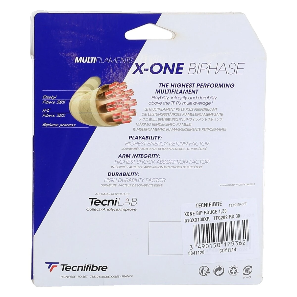 Tecnifibre Tennissaite X-One Biphase (Touch+Power) Rot 12m Set 2 Tecnifibre Tennissaite X-One Biphase (Touch+Power) Rot 12m Set – Bild 2