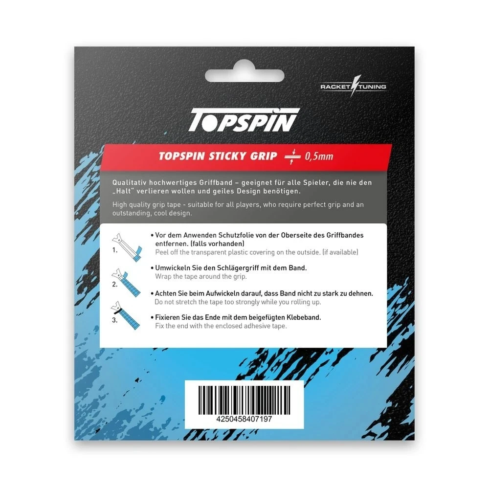 Topspin Overgrip Sticky Grip 0,5mm Schwarz 3er 2 Topspin Overgrip Sticky Grip 0,5mm Schwarz 3er – Bild 2