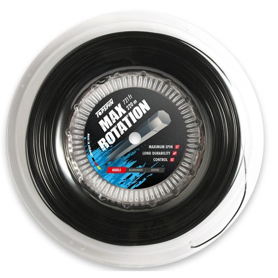 Topspin Tennissaite Max Rotation (Haltbarkeit+Spin) Schwarz 220m Rolle 1 Topspin Tennissaite Max Rotation (Haltbarkeit+Spin) Schwarz 220m Rolle