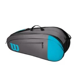 Wilson Tennis-Racketbag Team (Schlägertasche, 2 Hauptfächer) Grau/blau 6er