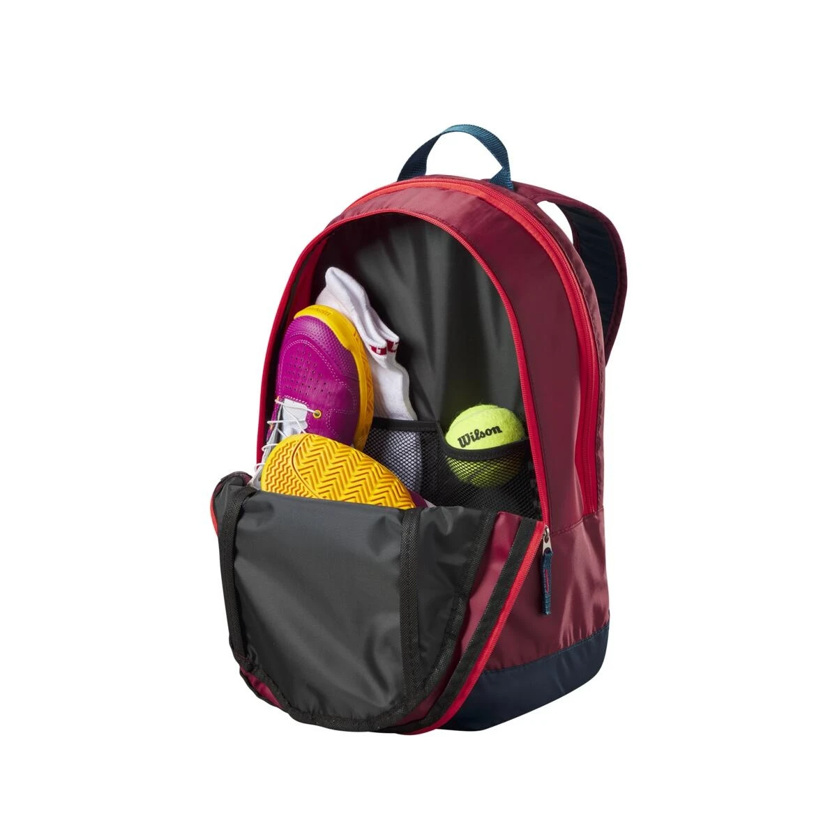 Wilson Tennis-Rucksack Junior/Kinder (Hauptfach+Schlägerfach) 2023 Rot 2 Wilson Tennis-Rucksack Junior/Kinder (Hauptfach+Schlägerfach) 2023 Rot – Bild 2