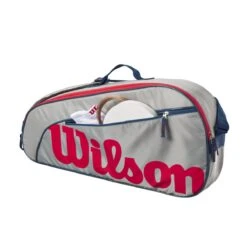 Wilson Tennis-Racketbag Kinder/Junior (Schlägertasche, 1 Hauptfach) 2023 Grau 3er -Head || Wilson || YONEX Verkäufe Wilson WR8023901 3PK Tasche204 1200x1200 1