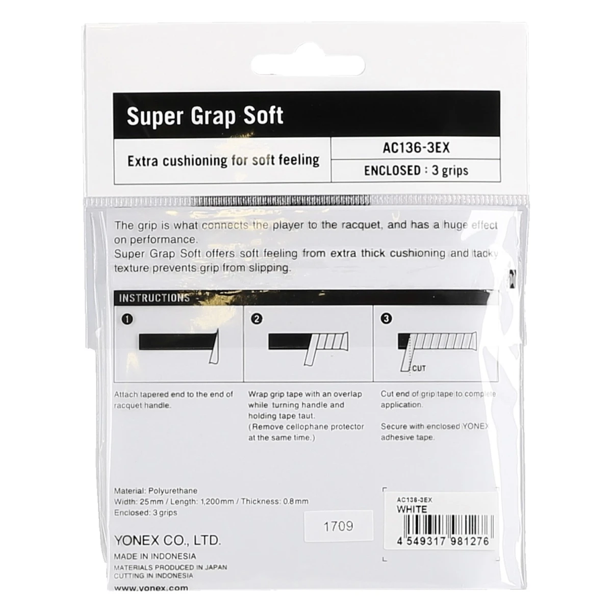 Yonex Overgrip Super Grap Soft 0.8mm Weiss 3er 2 Yonex Overgrip Super Grap Soft 0.8mm Weiss 3er – Bild 2